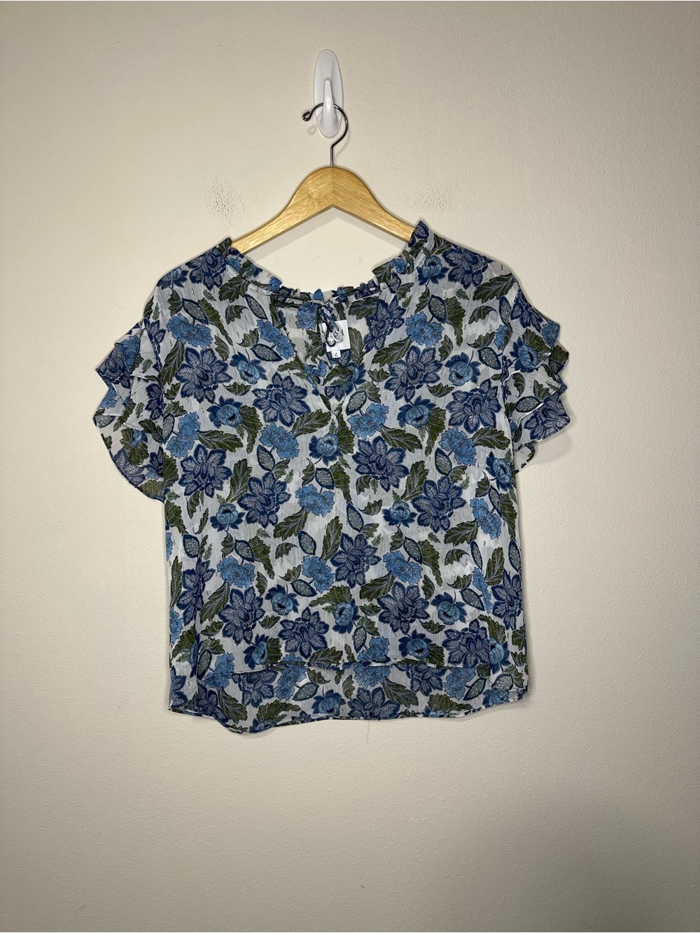 MISA Los Angeles Maria Top in Flora Azulia size large luxury floral peasant boho - Picture 2 of 8